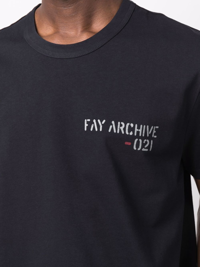 Shop Fay Logo-print Cotton T-shirt In Blau