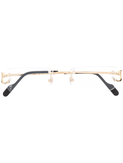Shop Cartier Square-frame Rimless Glasses In Gold