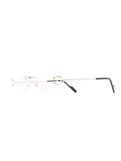Shop Cartier Square-frame Rimless Glasses In Gold