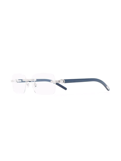 Cartier Rimless Square-frame Glasses In Blau