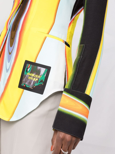 Ambush Asymmetric Print Logo Patch Shirt In Yellow