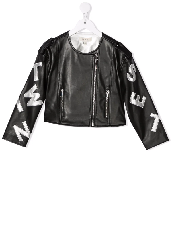 TWINSET Kids off-centre zipped jacket - Black