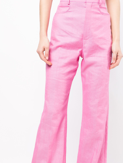 Shop Jacquemus High-waisted Wide-leg Trousers In Pink