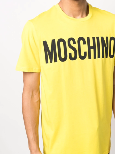 Shop Moschino Logo-print T-shirt In Yellow
