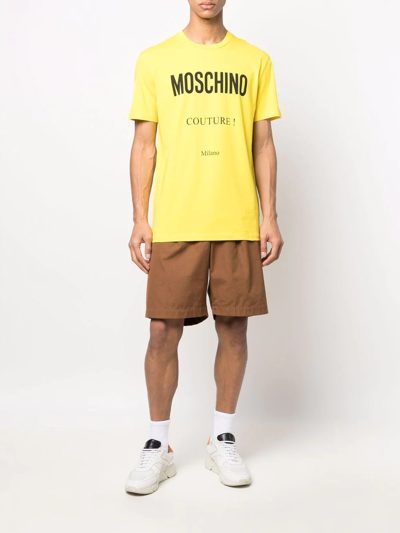 Shop Moschino Logo-print T-shirt In Yellow