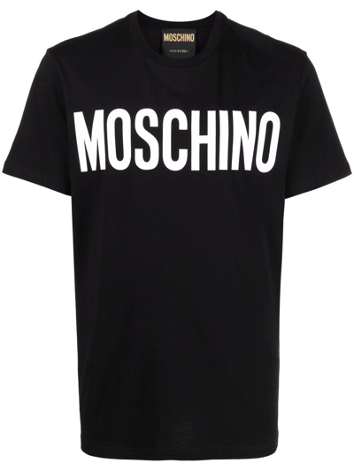 Shop Moschino Logo-print Organic Cotton T-shirt In Black