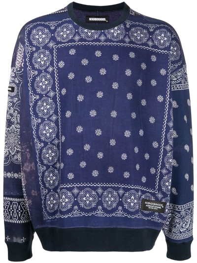 Shop Neighborhood Patchwork Bandana-print Sweatshirt In Blau
