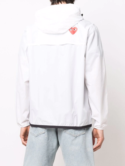 Shop Comme Des Garçons Play Lightweight Hooded Jacket In Weiss