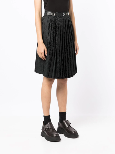 Shop Charles Jeffrey Loverboy Chainmail Jacquard Pleated Midi Skirt In Schwarz