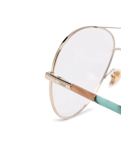 Shop Chloé Patterned Pilot-frame Glasses In Gold
