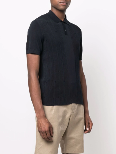 Shop Drumohr Panelled Knit Polo Top In Blau