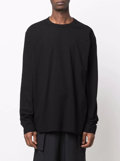 Shop Y-3 Long-sleeved Cotton T-shirt In Schwarz