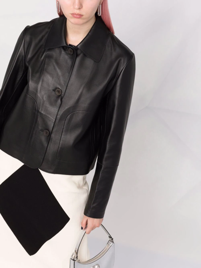 Arma Button-up Leather Jacket In Schwarz
