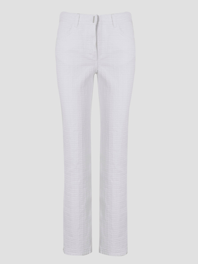 Shop Givenchy Logo Plaque Straight Leg Trousers In White