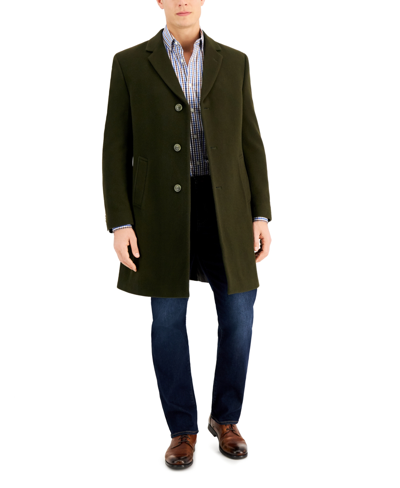 Shop Nautica Men's Barge Classic Fit Wool/cashmere Blend Solid Overcoat In Olive