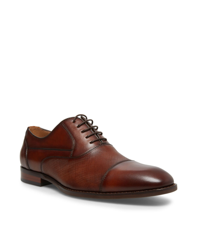 Shop Steve Madden Men's Proctr Oxford Shoes In Tan Leather