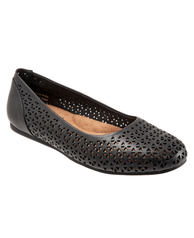 Shop Softwalk Women's Sonoma Flats Women's Shoes In Black Perf Leather