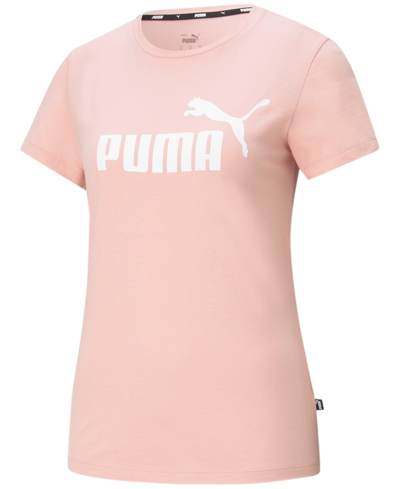 Shop Puma Plus Size Logo Crewneck T-shirt In Bridal Rose- White