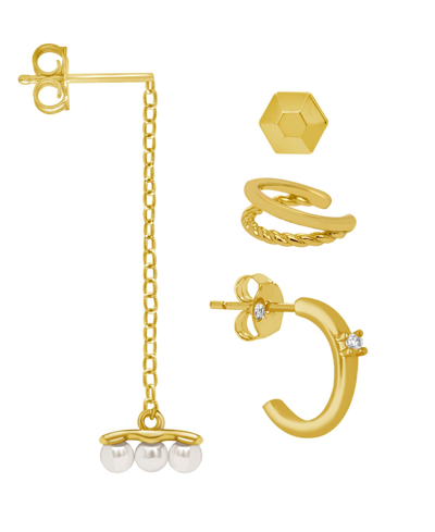 Shop And Now This 18k Gold Plated Four Piece Single Earring Set