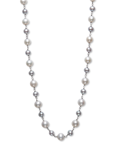 Shop Belle De Mer Gray & White Cultured Freshwater Pearl (5-6mm & 7-8mm) Statement Necklace In Sterling Silver, 18" + 