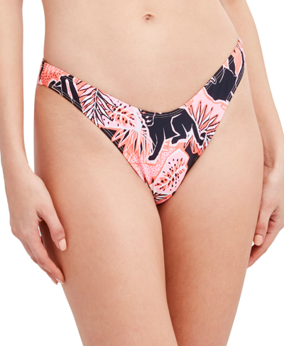 Shop Bcbgeneration On Your Tracks Printed Scoop Bikini Bottoms In Peach Tracks