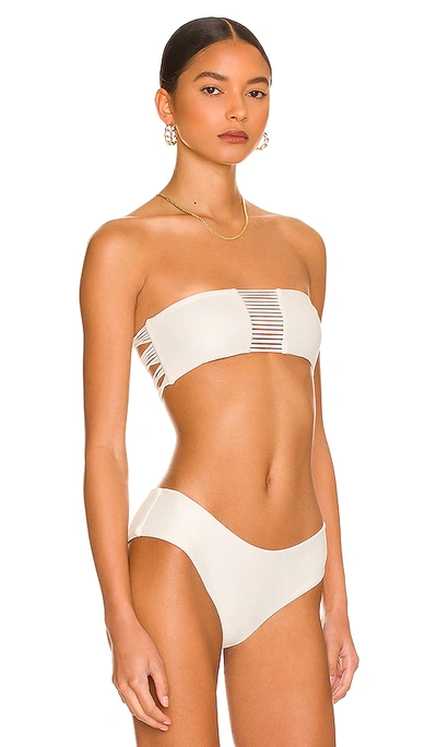 Shop Mikoh Sunset 2 Bikini Top In Ecru