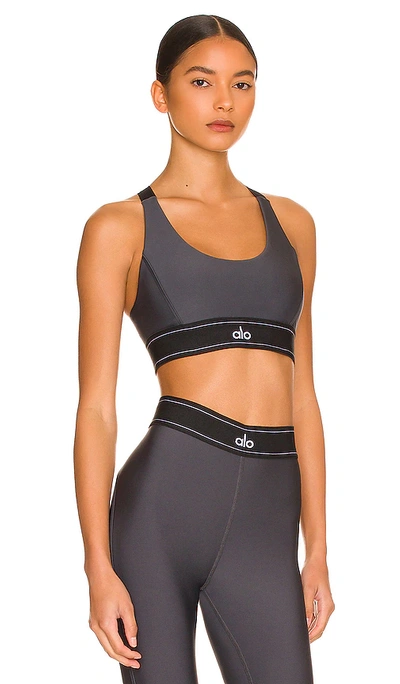 Shop Alo Yoga Airlift Suit Up Bra In Anthracite