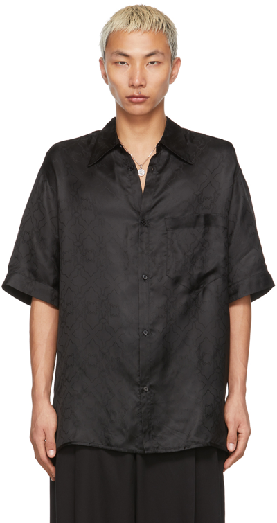 Shop Lu'u Dan Black Damask Serpent Short Sleeve Shirt In Black Jacquard