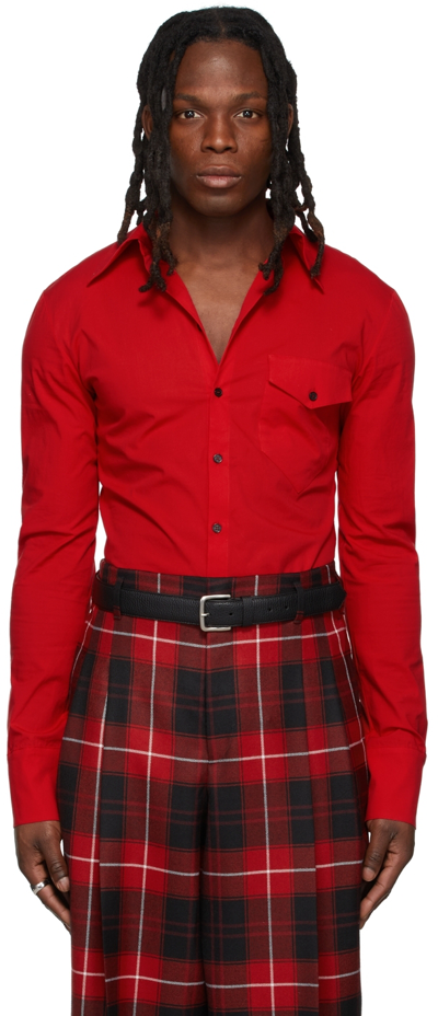 Shop Lu'u Dan Ssense Exclusive Red Cotton Poplin Shirt
