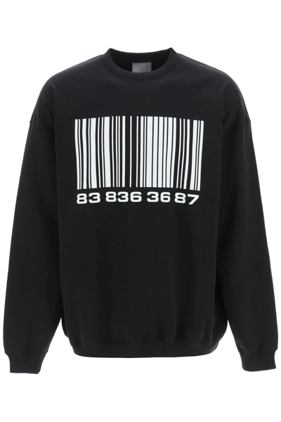 Shop Vtmnts Big Barcode Sweatshirt In Black,white