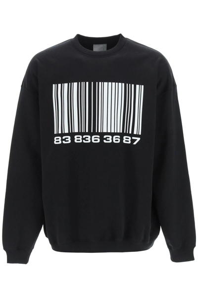 Vtmnts Bar-code Print Sweatshirt In Black,white