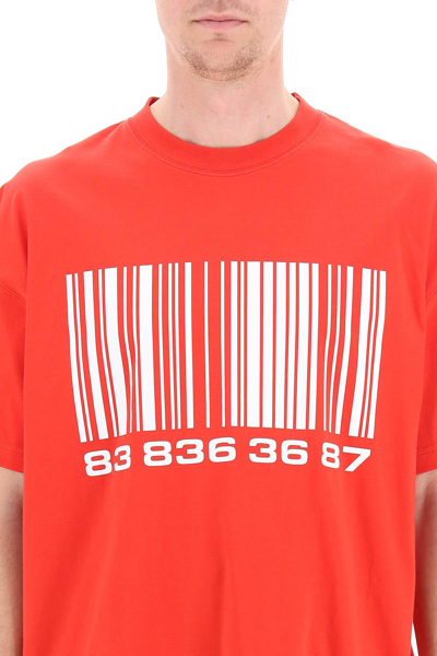 Shop Vtmnts Big Barcode T-shirt In Red,white