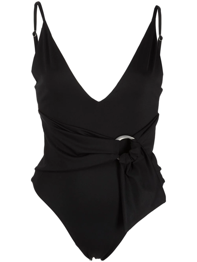 Shop Jonathan Simkhai Niya Belted Swimsuit In Black