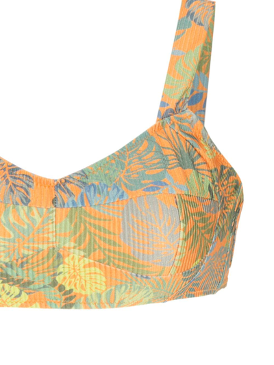Amir Slama Palm Leaf Print Bikini In Orange
