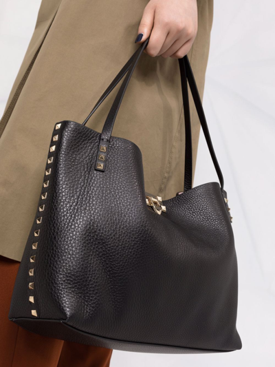 Shop Valentino Medium Rockstud-embellishment Tote Bag In Black