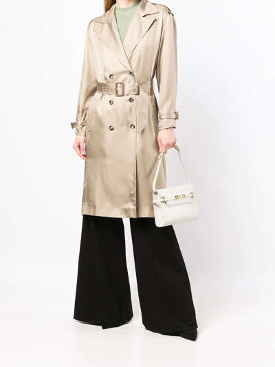 Saint Laurent Manhattan Leather Shoulder Bag In White