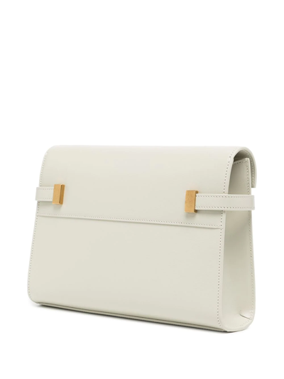 Saint Laurent Manhattan Leather Shoulder Bag In White