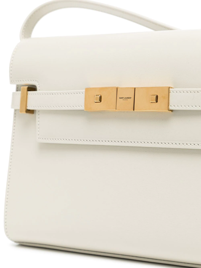 Saint Laurent Manhattan Leather Shoulder Bag In White