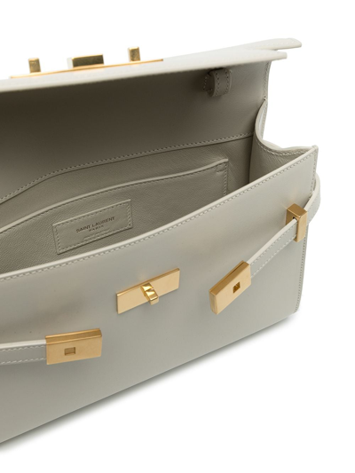 Saint Laurent Manhattan Leather Shoulder Bag In White