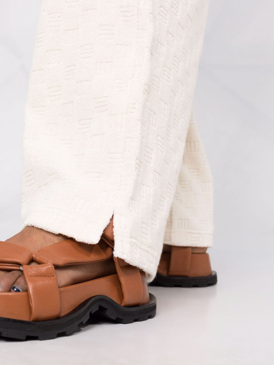 Ambush Monogram-pattern Terrycloth Wide-leg Trousers In Neutrals
