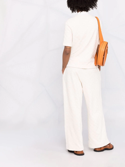 Shop Ambush Monogram-pattern Terrycloth Wide-leg Trousers In Neutrals