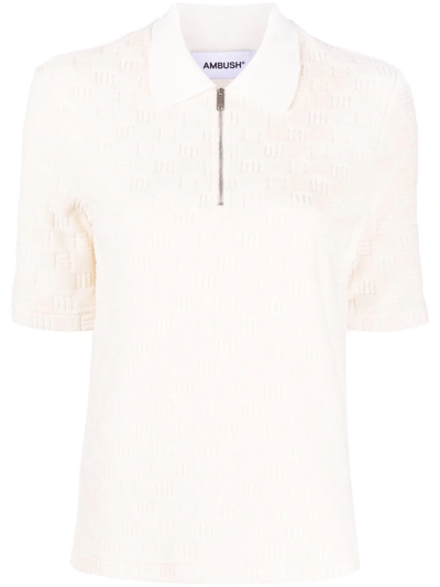 Shop Ambush Monogram Half-zip Polo Shirt In White