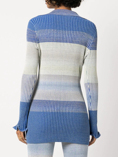 Shop Jonathan Simkhai Bianca Gradient-knit Longline Cardigan In Blue