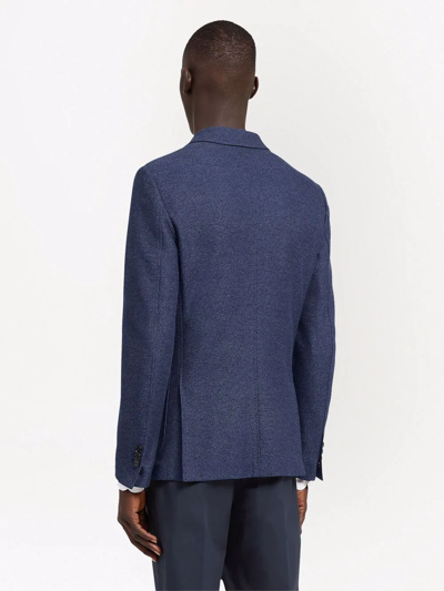 Shop Ermenegildo Zegna Single-breasted Cotton Blazer In Blue