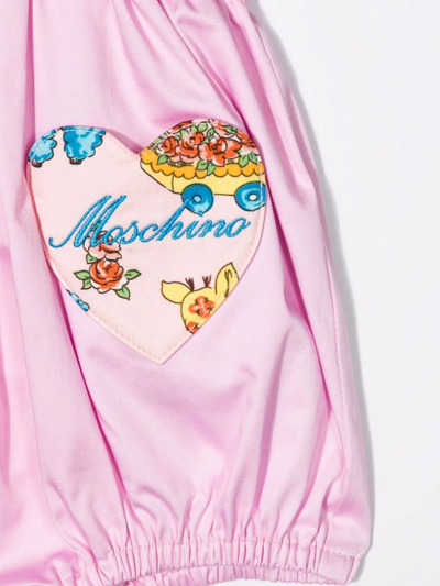 Shop Moschino Heart-patch Romper And Hat Set In Pink
