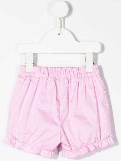 Shop Moschino Logo-patch Cotton Shorts In Pink