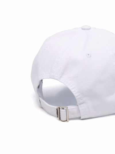 Shop Msgm Embroidered Logo Baseball Cap In White