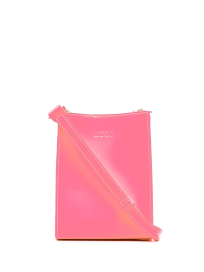 Shop Msgm Embossed Logo Pouch Bag In Pink