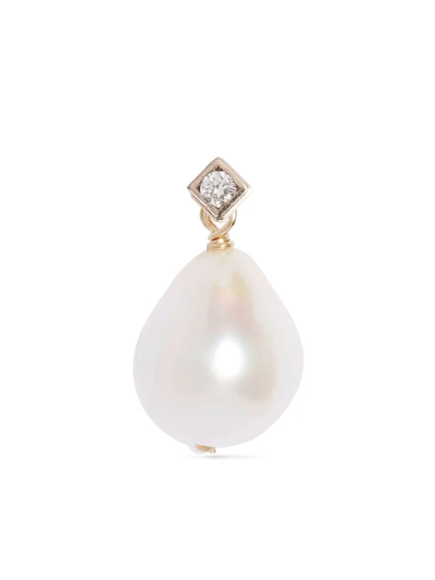 Shop Poppy Finch 14kt Yellow Gold Princess Diamond And Pearl Drop Earrings