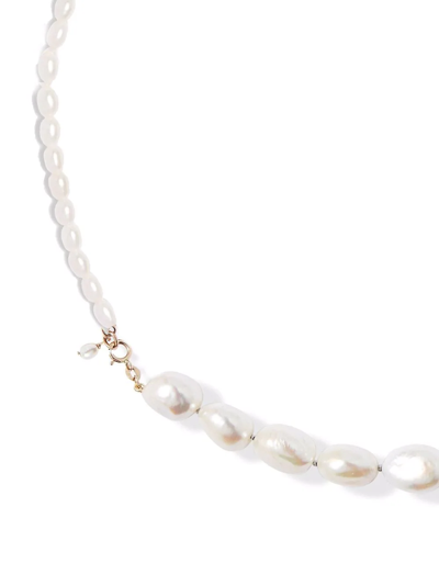 Shop Poppy Finch 14kt Yellow Gold Two Size Pearl Necklace